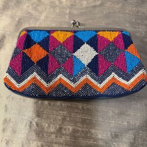 South Moon Under Colorful geometric Beaded snap jaw Clutch